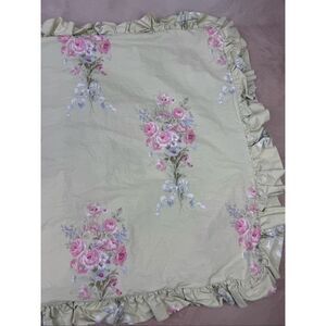 Simply Shabby Chic Standard Ruffled Shams Floral Bouquet Green Pink